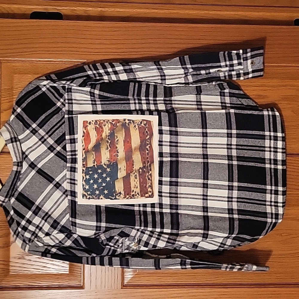 NWOT-Flannel with Flag Patch